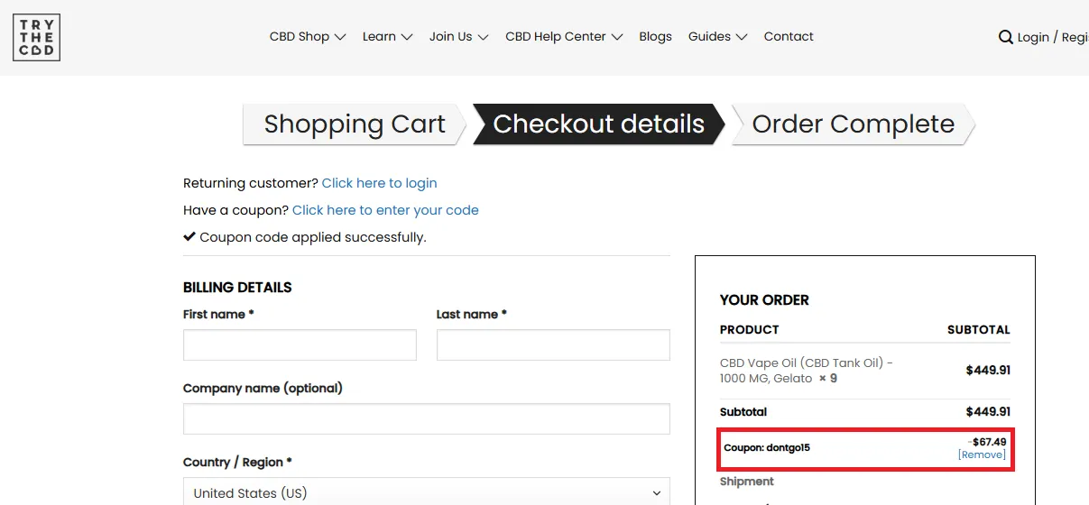Trythecbd 15% OFF Code